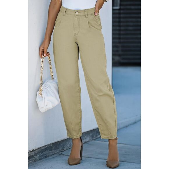 Azura Exchange  Solid High Waist Casual Pants - Picture 3 of 8